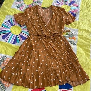 Dynamite mustard polka dot wrap dress